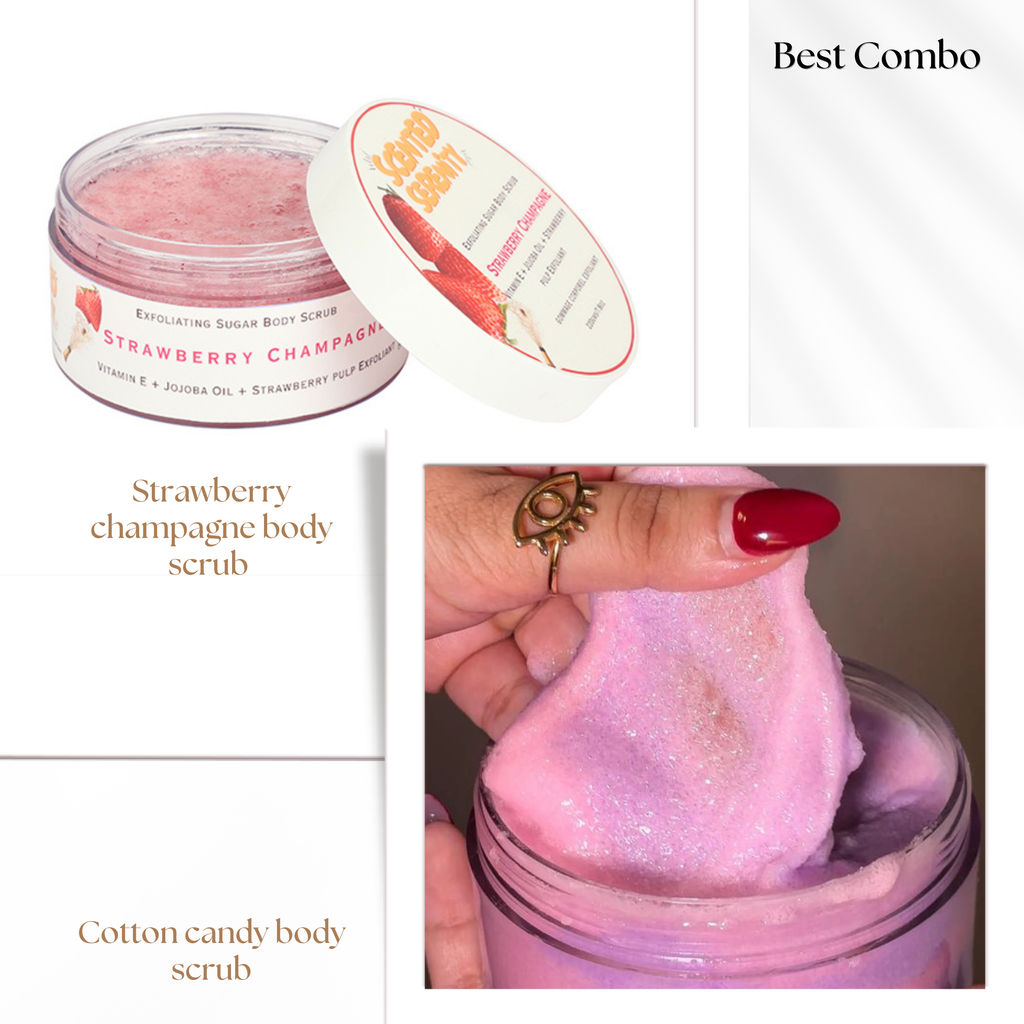 ⁠Strawberry Champagne Body Scrub + Cotton Candy Body Scrub