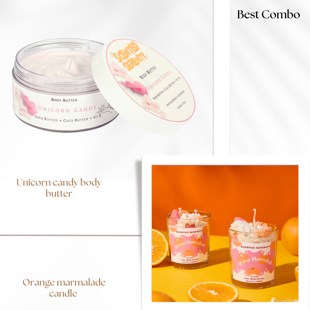 ⁠Unicorn Candy Body Butter + Orange Marmalade Candle